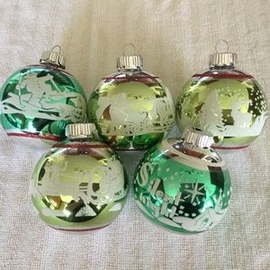 Set of 5 Christopher Radko shiny brite ornaments